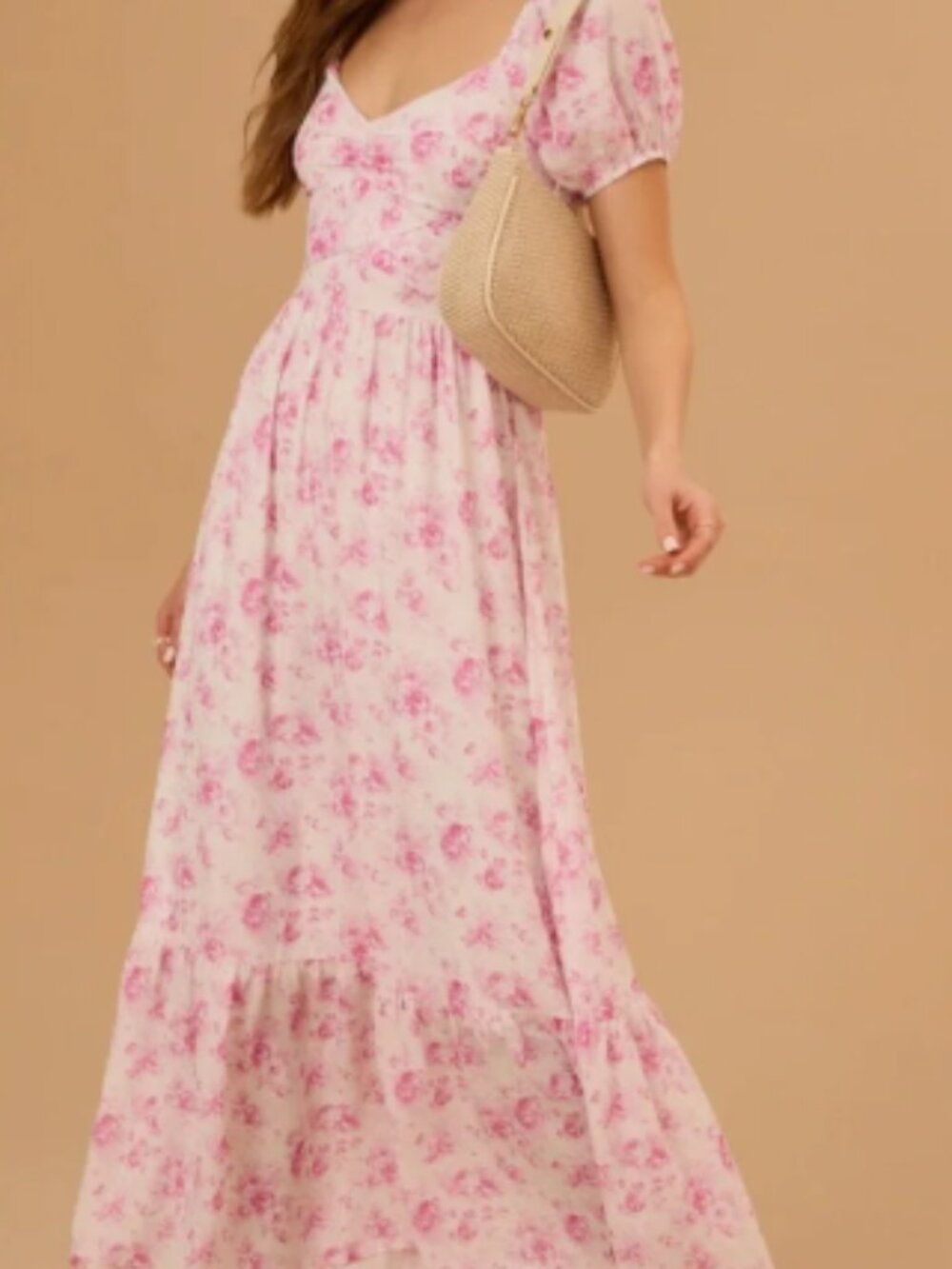Abrielle Floral Pink Maxi Dress